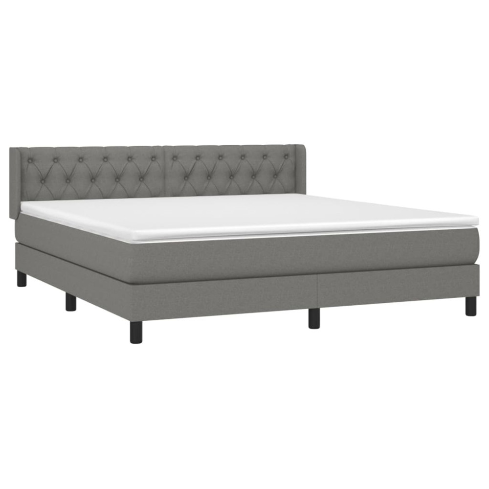 Produktbild för Ramsäng med madrass mörkgrå 160x200 cm tyg