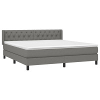 Produktbild för Ramsäng med madrass mörkgrå 160x200 cm tyg