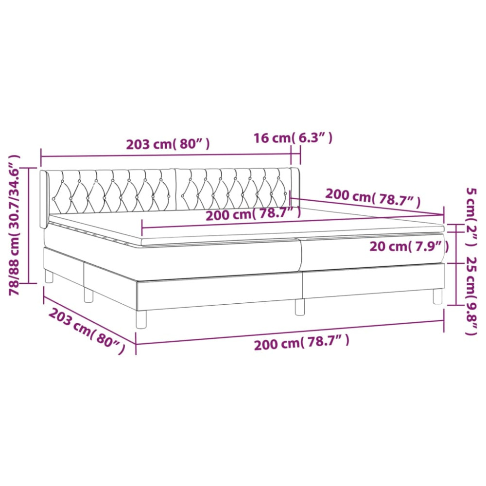 Produktbild för Ramsäng med madrass ljusgrå 200x200 cm tyg