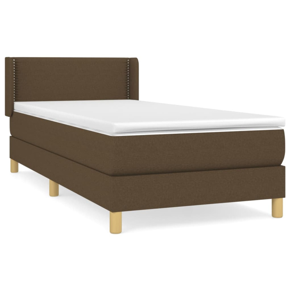 Produktbild för Ramsäng med madrass mörkbrun 100x200 cm tyg