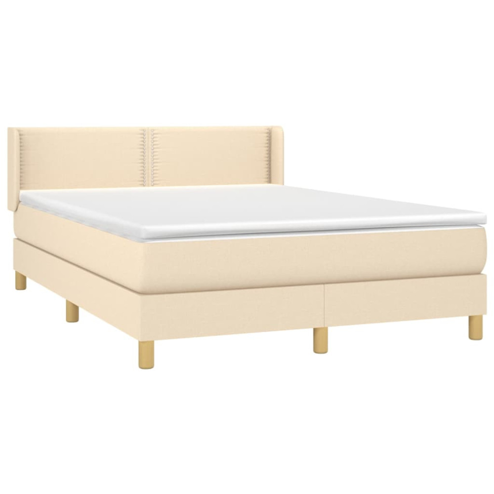 Produktbild för Ramsäng med madrass gräddvit 140x190 cm tyg