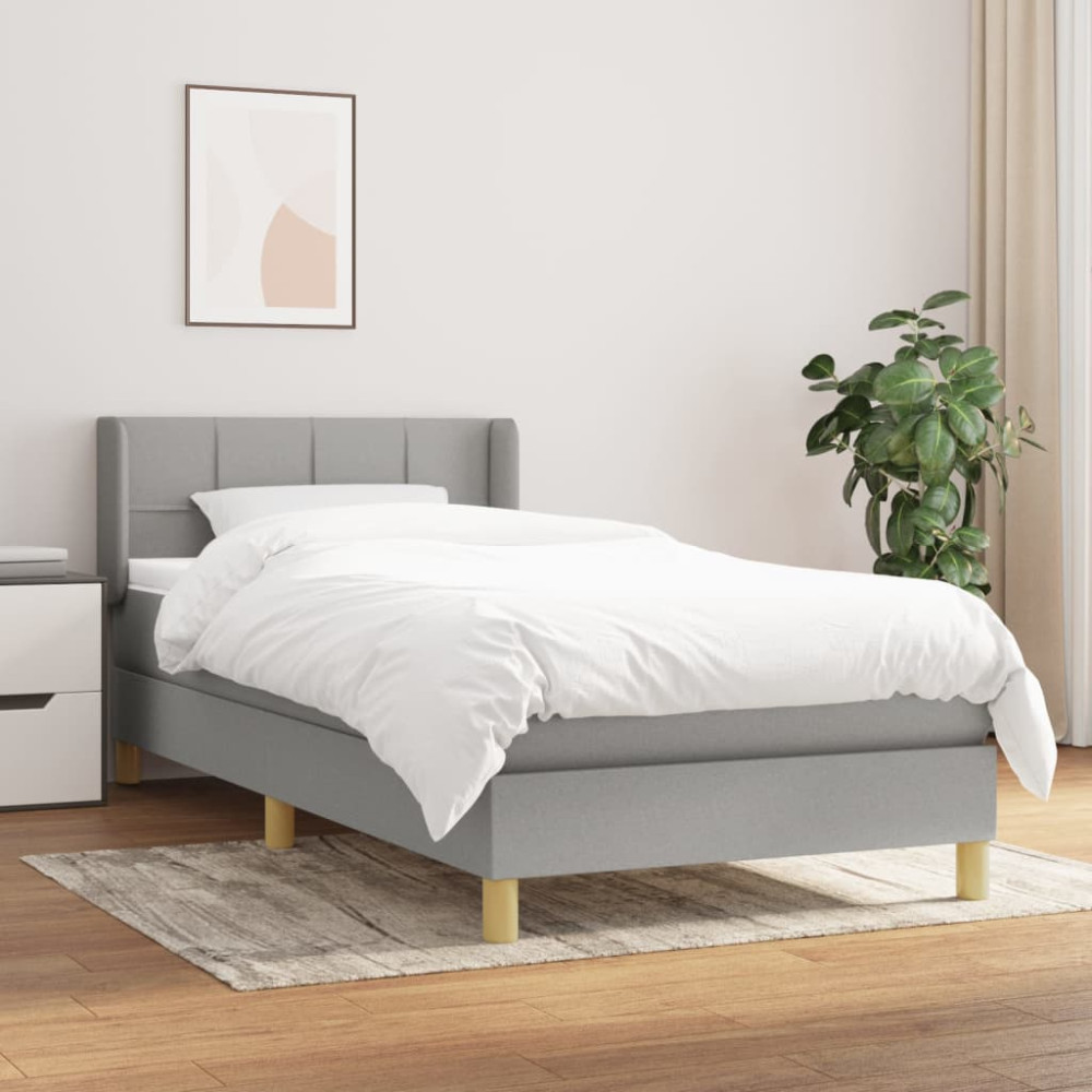 Produktbild för Ramsäng med madrass ljusgrå 80x200 cm tyg
