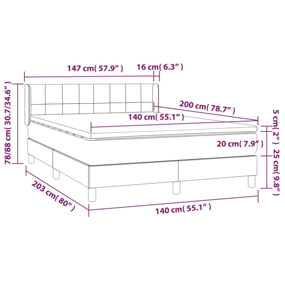 Produktbild för Ramsäng med madrass svart 140x200 cm tyg