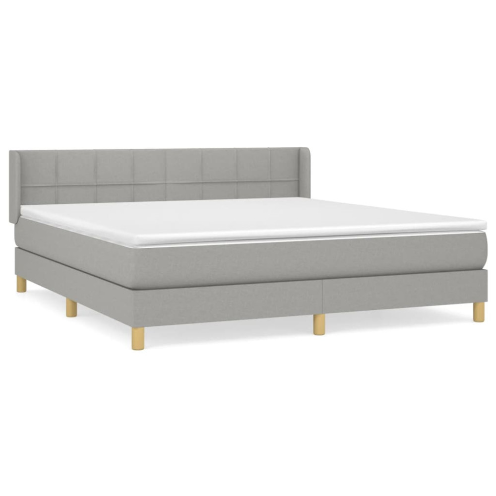 Produktbild för Ramsäng med madrass ljusgrå 160x200 cm tyg