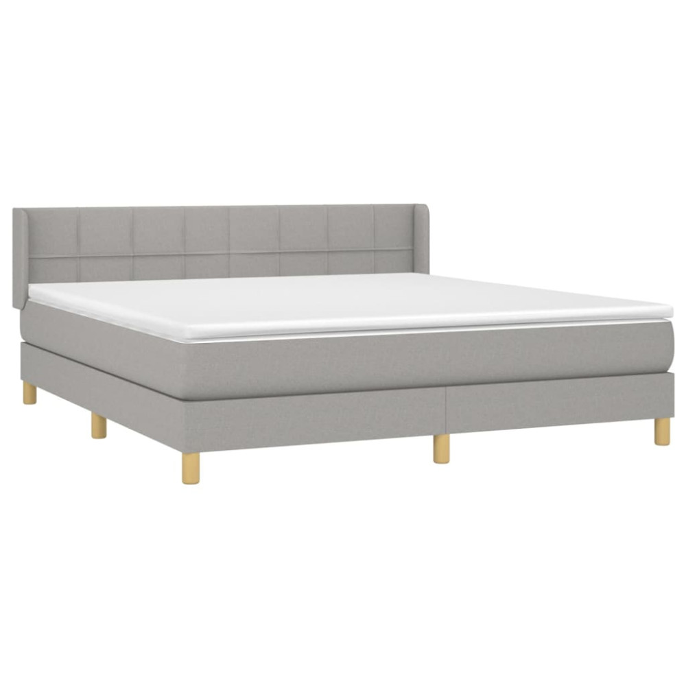 Produktbild för Ramsäng med madrass ljusgrå 160x200 cm tyg