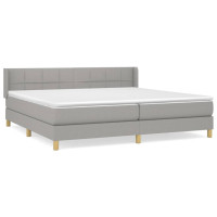 Produktbild för Ramsäng med madrass ljusgrå 200x200 cm tyg