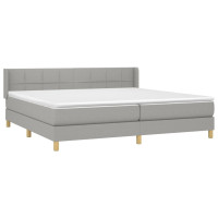 Produktbild för Ramsäng med madrass ljusgrå 200x200 cm tyg