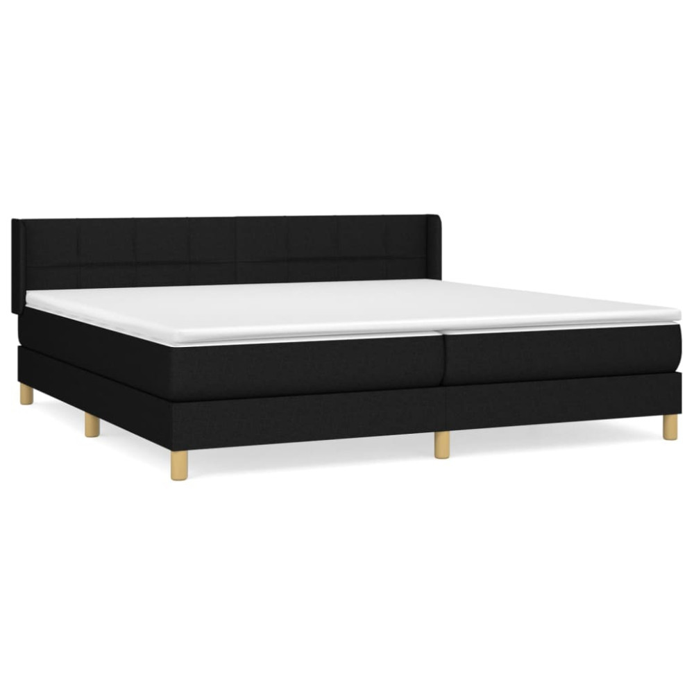 Produktbild för Ramsäng med madrass svart 200x200 cm tyg