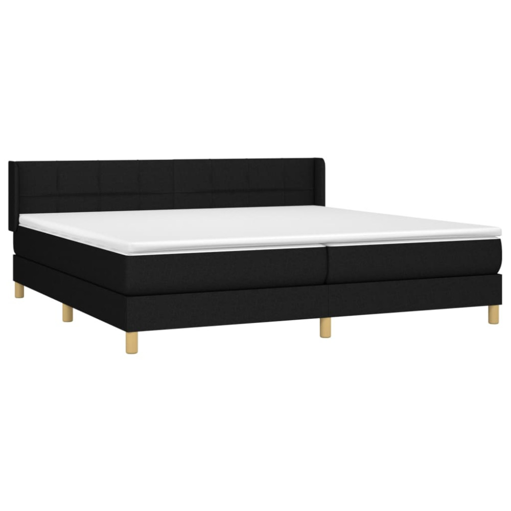 Produktbild för Ramsäng med madrass svart 200x200 cm tyg
