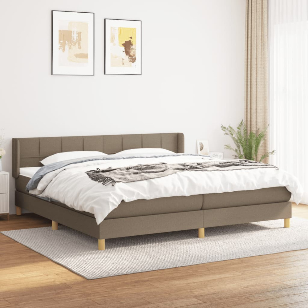 Produktbild för Ramsäng med madrass taupe 200x200 cm tyg