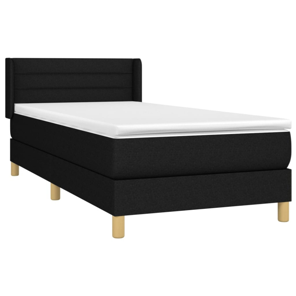 Produktbild för Ramsäng med madrass svart 90x200 cm tyg