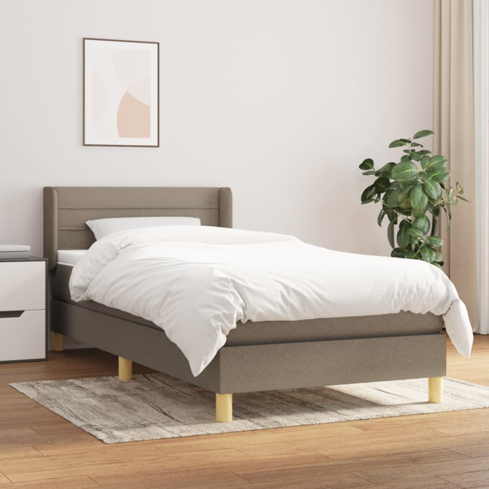 Produktbild för Ramsäng med madrass taupe 90x200 cm tyg