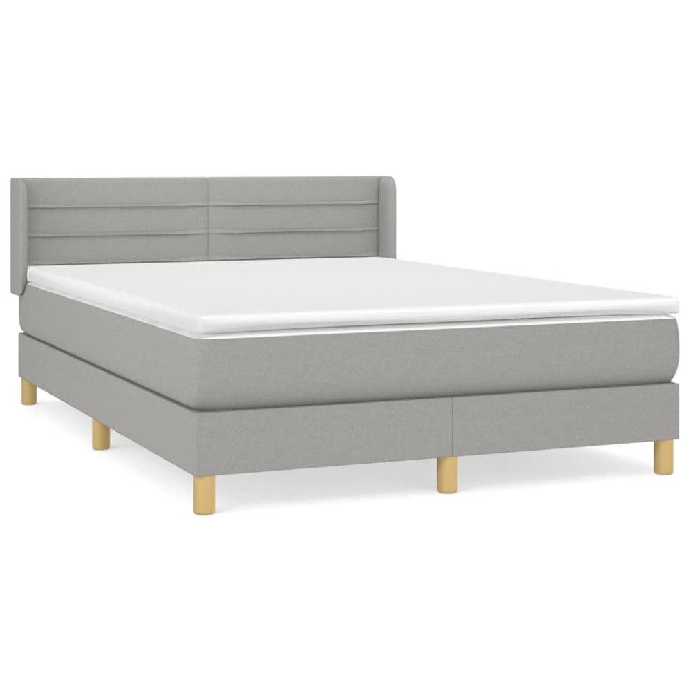 Produktbild för Ramsäng med madrass ljusgrå 140x190 cm tyg