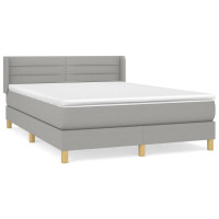 Produktbild för Ramsäng med madrass ljusgrå 140x190 cm tyg