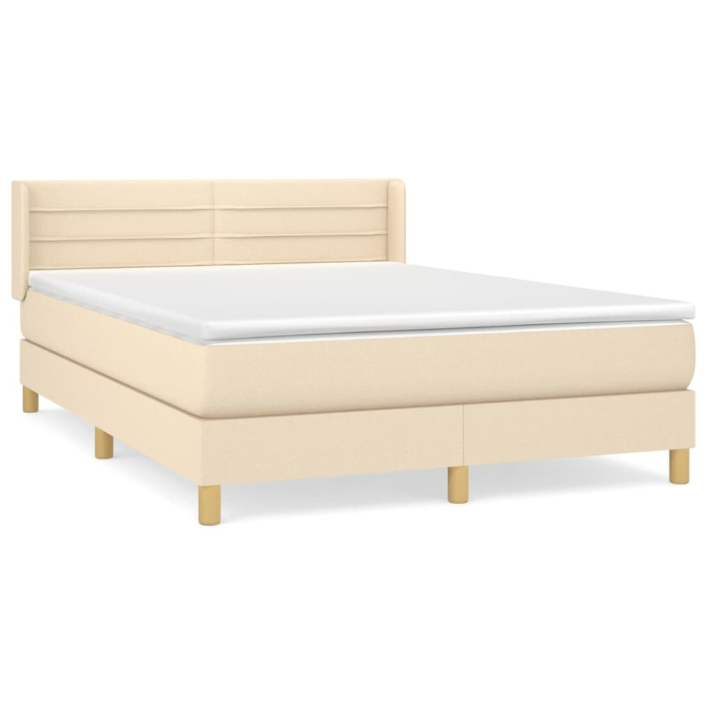 Produktbild för Ramsäng med madrass gräddvit 140x190 cm tyg