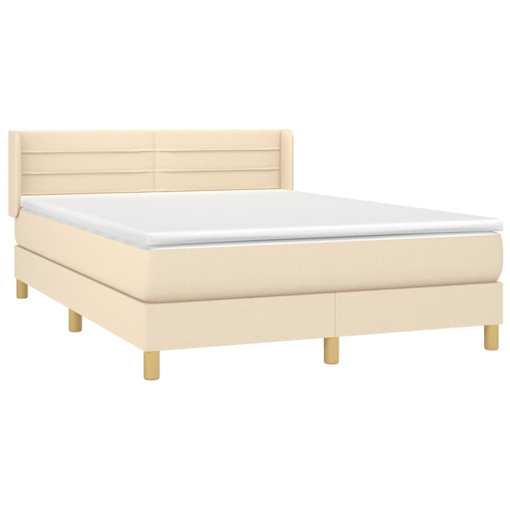 Produktbild för Ramsäng med madrass gräddvit 140x190 cm tyg