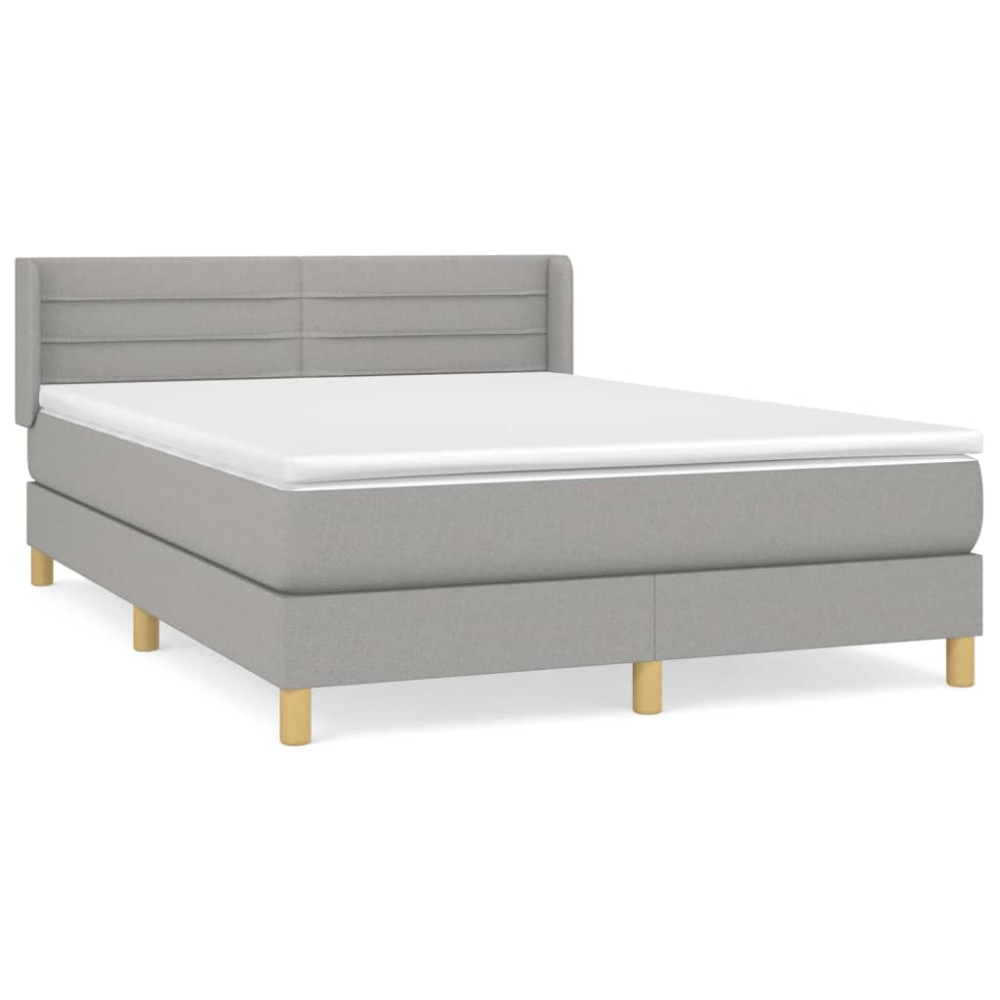 Produktbild för Ramsäng med madrass ljusgrå 140x200 cm tyg