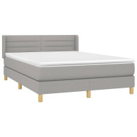 Produktbild för Ramsäng med madrass ljusgrå 140x200 cm tyg