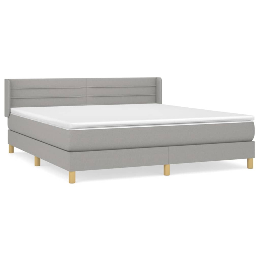 Produktbild för Ramsäng med madrass ljusgrå 160x200 cm tyg