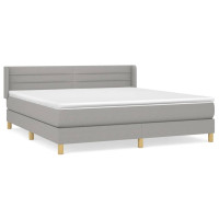 Produktbild för Ramsäng med madrass ljusgrå 160x200 cm tyg