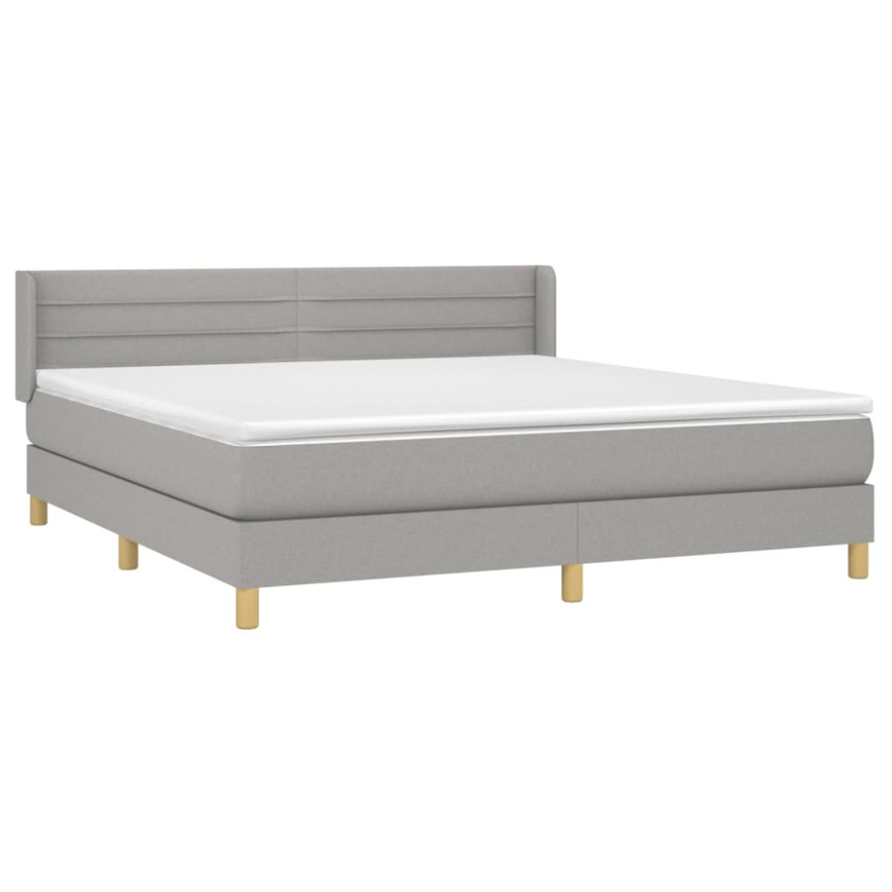 Produktbild för Ramsäng med madrass ljusgrå 160x200 cm tyg