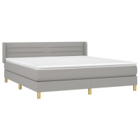 Produktbild för Ramsäng med madrass ljusgrå 160x200 cm tyg