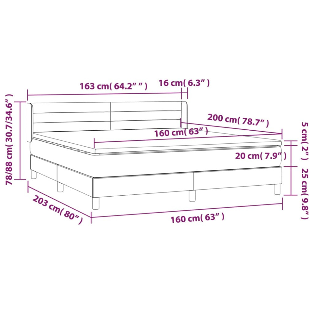 Produktbild för Ramsäng med madrass ljusgrå 160x200 cm tyg