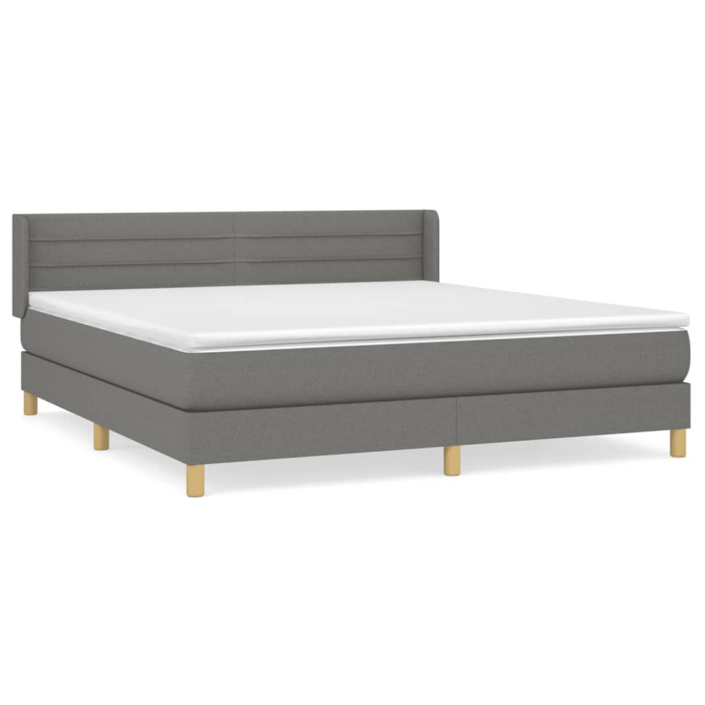 Produktbild för Ramsäng med madrass mörkgrå 160x200 cm tyg