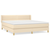 Produktbild för Ramsäng med madrass gräddvit 160x200 cm tyg