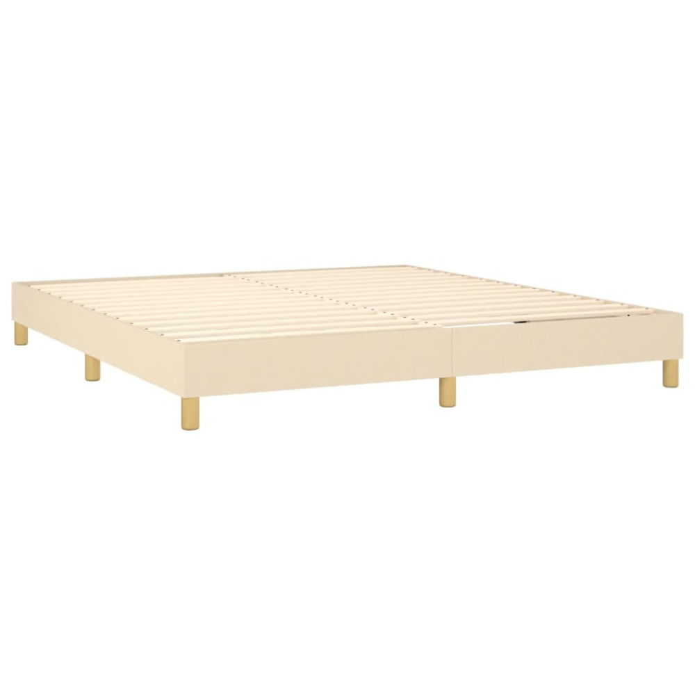 Produktbild för Ramsäng med madrass gräddvit 160x200 cm tyg