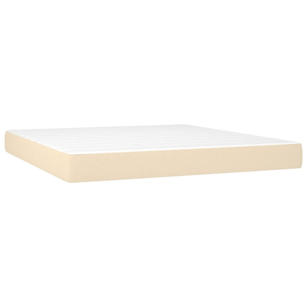 Produktbild för Ramsäng med madrass gräddvit 160x200 cm tyg