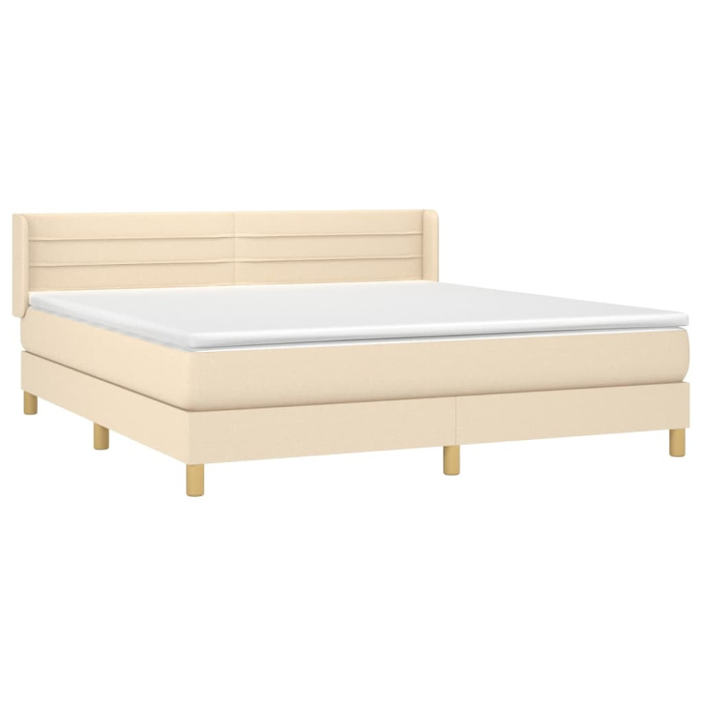 Produktbild för Ramsäng med madrass gräddvit 180x200 cm tyg