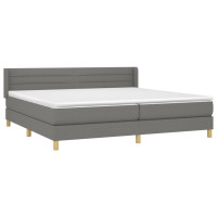 Produktbild för Ramsäng med madrass mörkgrå 200x200 cm tyg