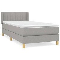 Produktbild för Ramsäng med madrass ljusgrå 80x200 cm tyg