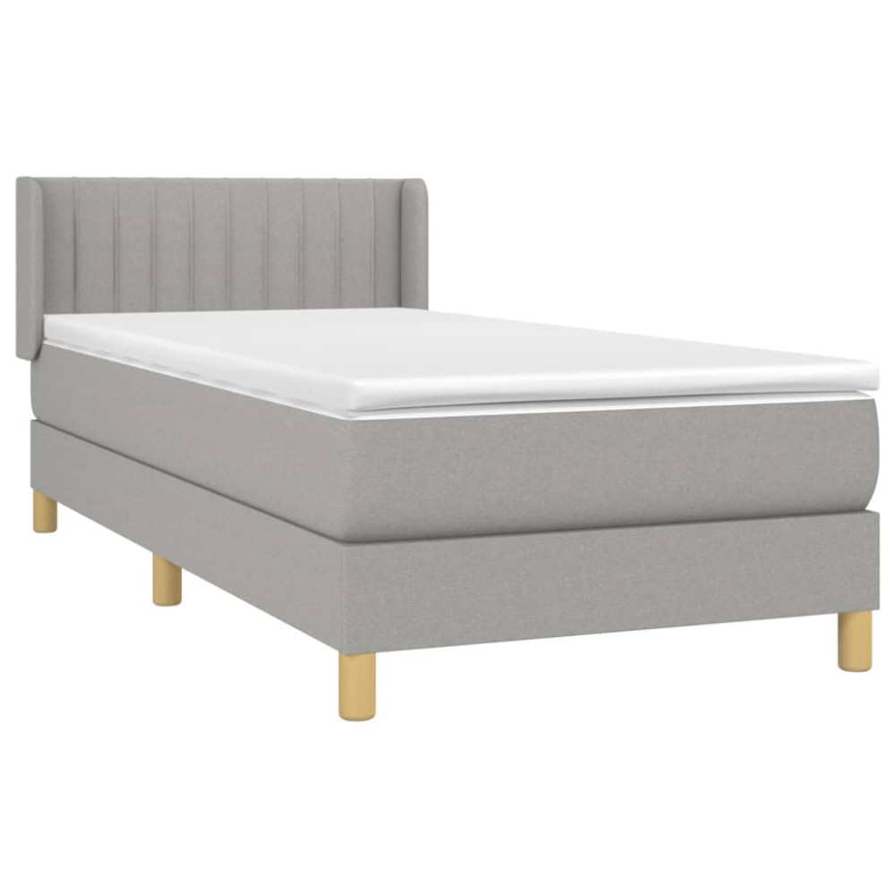 Produktbild för Ramsäng med madrass ljusgrå 80x200 cm tyg