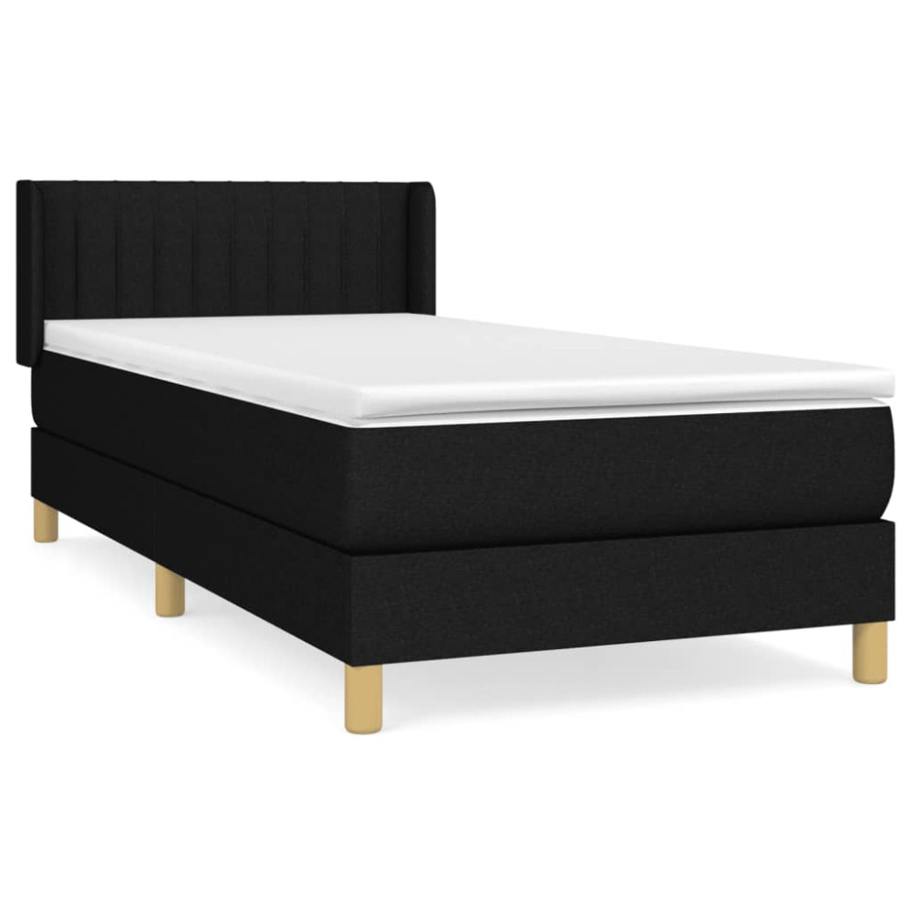 Produktbild för Ramsäng med madrass svart 80x200 cm tyg