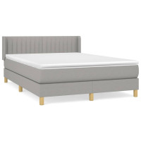 Produktbild för Ramsäng med madrass ljusgrå 140x200 cm tyg