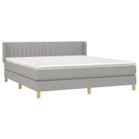 Produktbild för Ramsäng med madrass ljusgrå 160x200 cm tyg