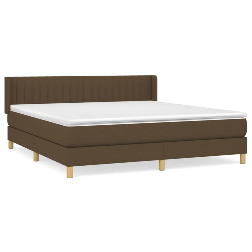 Produktbild för Ramsäng med madrass mörkbrun 160x200 cm tyg