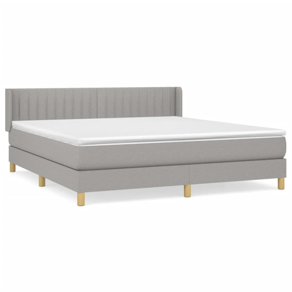 Produktbild för Ramsäng med madrass ljusgrå 180x200 cm tyg