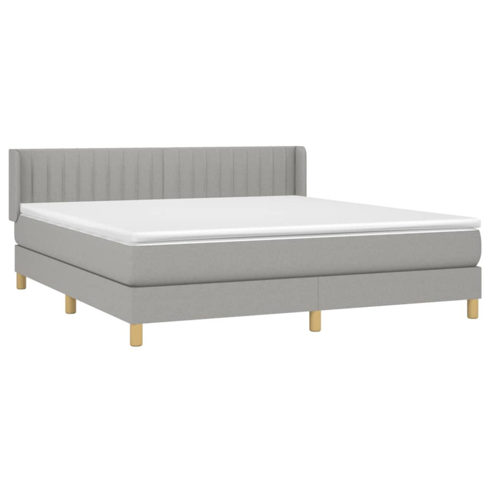 Produktbild för Ramsäng med madrass ljusgrå 180x200 cm tyg