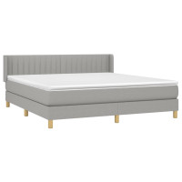 Produktbild för Ramsäng med madrass ljusgrå 180x200 cm tyg