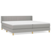 Produktbild för Ramsäng med madrass ljusgrå 200x200 cm tyg