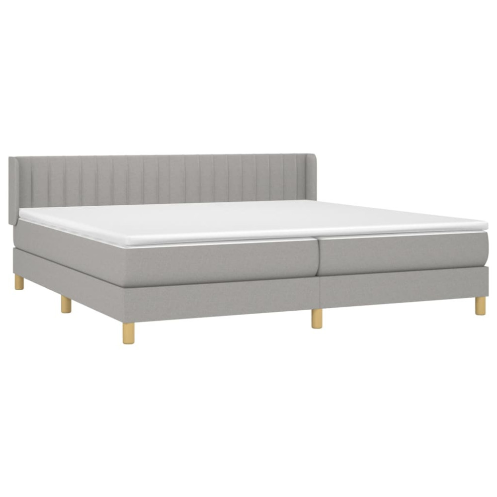 Produktbild för Ramsäng med madrass ljusgrå 200x200 cm tyg