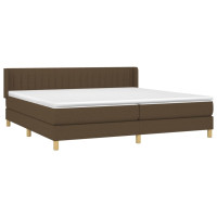 Produktbild för Ramsäng med madrass mörkbrun 200x200 cm tyg