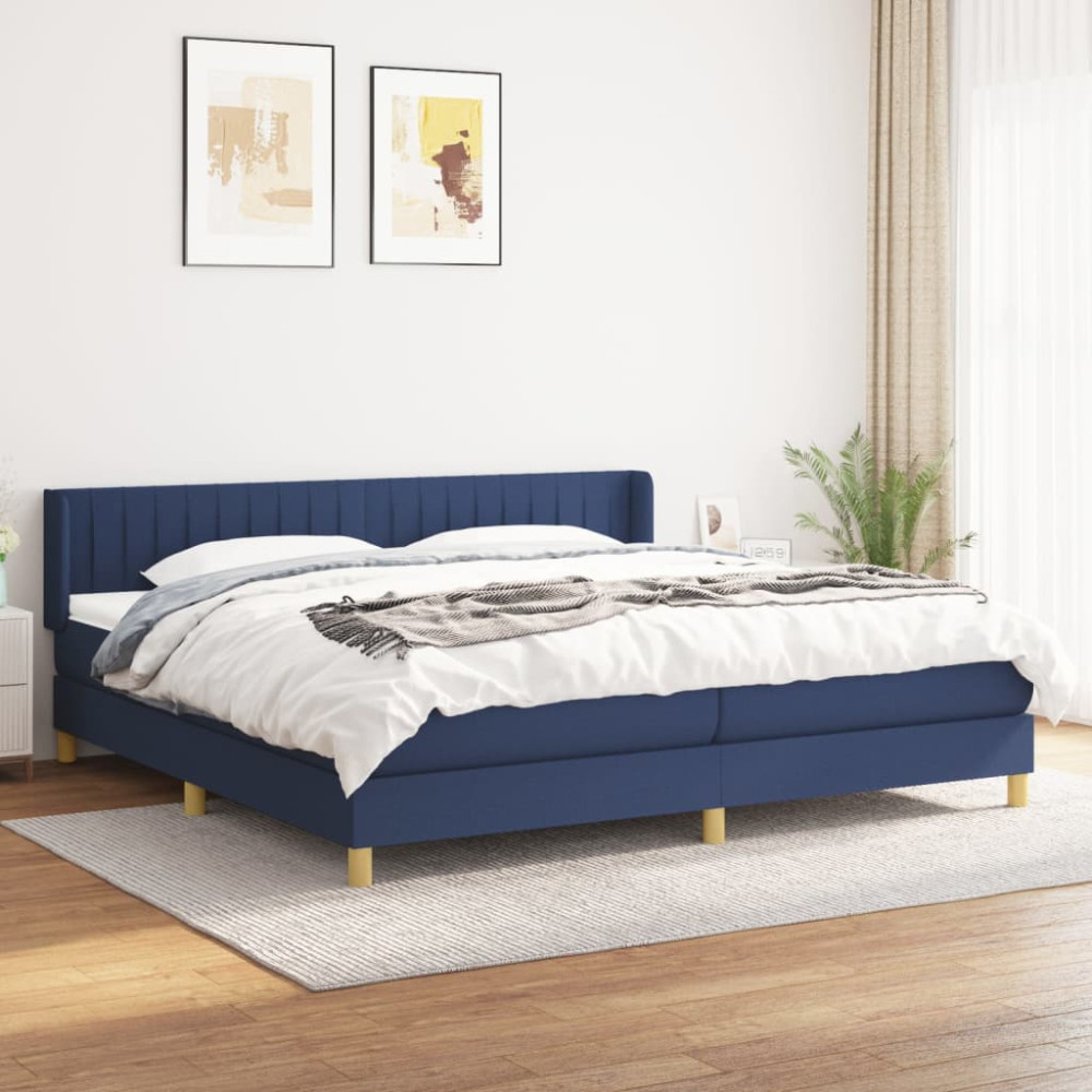 Produktbild för Ramsäng med madrass blå 200x200 cm tyg