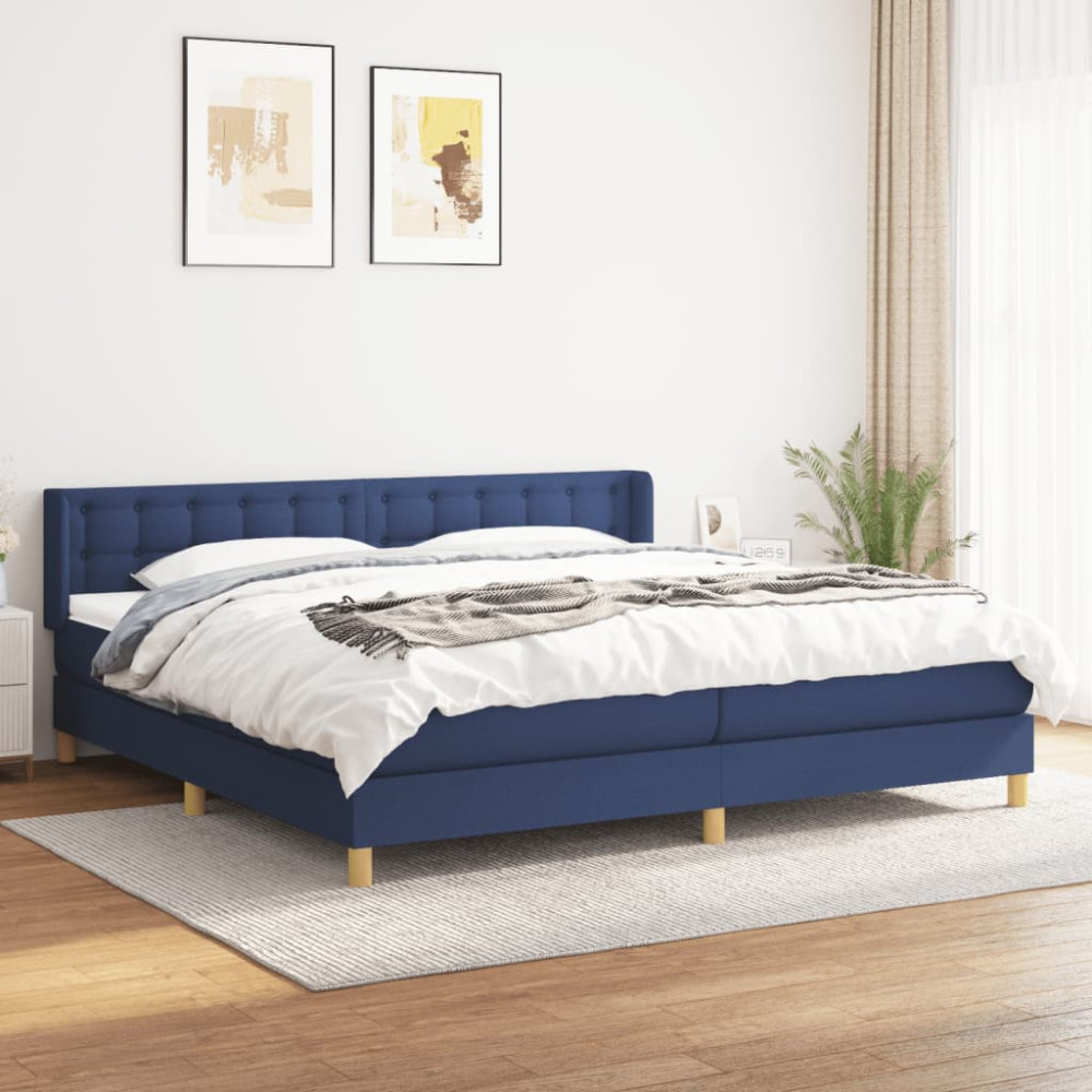 Produktbild för Ramsäng med madrass blå 200x200 cm tyg