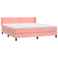 Produktbild för Ramsäng med madrass rosa 160x200 cm sammet