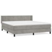Produktbild för Ramsäng med madrass ljusgrå 160x200 cm sammet