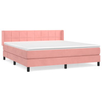 Produktbild för Ramsäng med madrass rosa 160x200 cm sammet